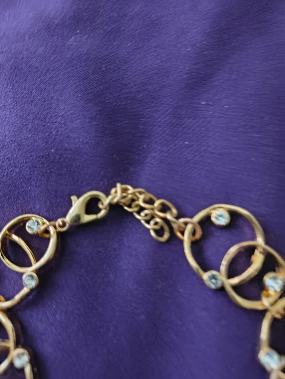 Beautiful Rose Gold Plated CZ Circle Pattern Bracelet. Estate Find. Adjustable